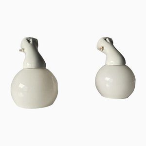 Italian Opaline Glass and Porcelain Bathroom Lamps, Italy, 1940s, Set of 2-RDS-1453399