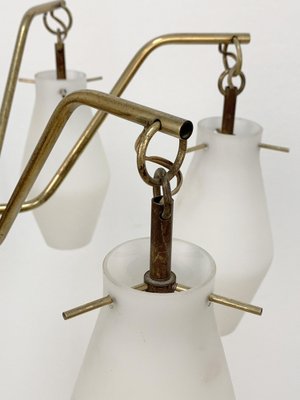 Italian Opaline Glass & Brass Chandelier from Stilnovo-JDR-1126313