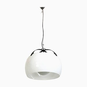 Italian Opaline Glass & Metal Omega Ceiling Light by Magisretti for Artemide, 1962-GDD-1210032