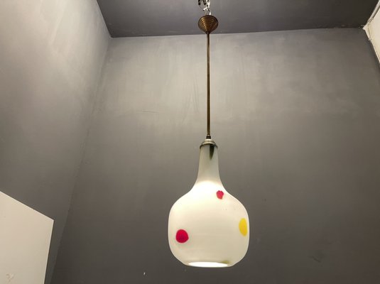 Italian Opaline Glass Pendant Light by De Mayo, 1970s-JJC-1172206