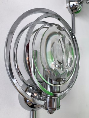 Italian Optical Glass and Metal Chrome Sconces by Oscar Torlasco, 1970s, Set of 2-FUE-734231