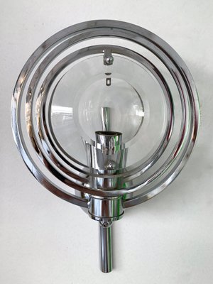 Italian Optical Glass and Metal Chrome Sconces by Oscar Torlasco, 1970s, Set of 2-FUE-734231