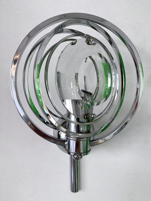 Italian Optical Glass and Metal Chrome Sconces by Oscar Torlasco, 1970s, Set of 2-FUE-734231