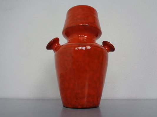 Italian Orange Ceramic Studio Vase with Handle, 1970s-RDW-1436152