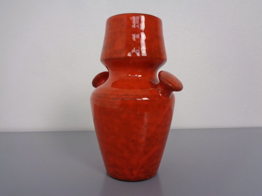 Italian Orange Ceramic Studio Vase with Handle, 1970s-RDW-1436152