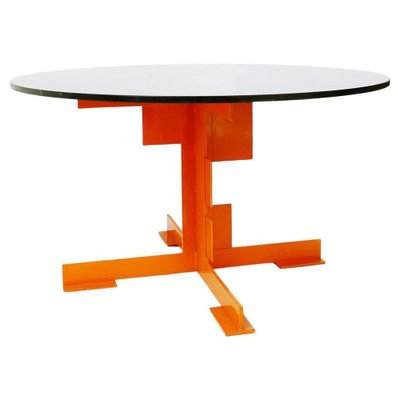 Italian Orange Dining Table in Wood and Black Granite from Azucena, 1980s-FGA-1224033