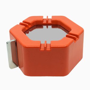 Italian Orange Plastic & Chrome Plated Metal Exa Ashtray by Leclerc for Velca, 1970-RD-2020577