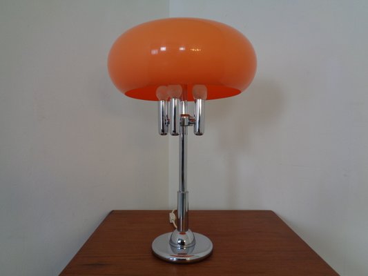 Italian Orange Plastic & Chrome Table Lamp, 1960s-RDW-864006