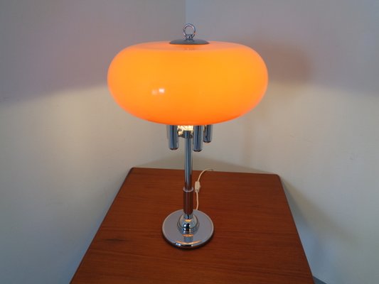 Italian Orange Plastic & Chrome Table Lamp, 1960s-RDW-864006