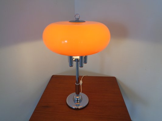 Italian Orange Plastic & Chrome Table Lamp, 1960s-RDW-864006