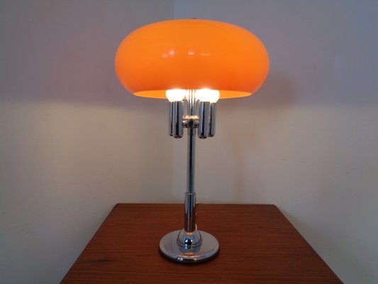 Italian Orange Plastic & Chrome Table Lamp, 1960s-RDW-864006