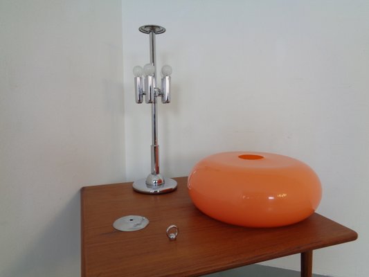 Italian Orange Plastic & Chrome Table Lamp, 1960s-RDW-864006