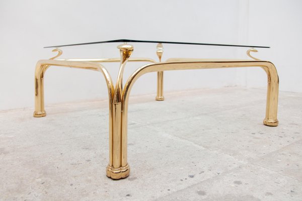 Italian Organic Brass Coffee Table with Abstract Swan Neck, 1980s-KL-1092493