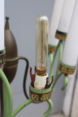 Italian Ottone and Glass fFoor Lamp with Enamels, 1950s-EH-1382376