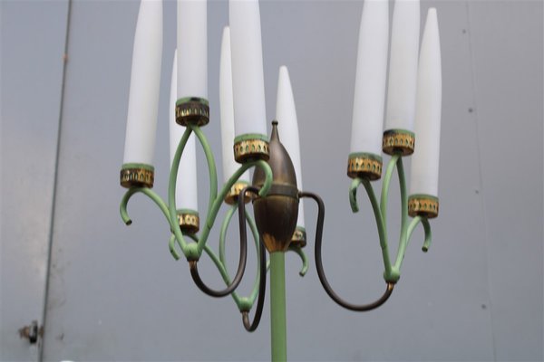 Italian Ottone and Glass fFoor Lamp with Enamels, 1950s-EH-1382376