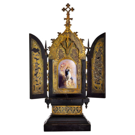 Italian Our Lady of the Assumption Triptych, 19th Century