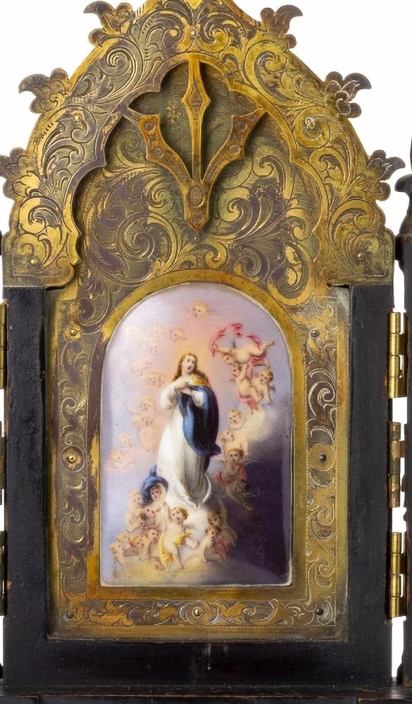 Italian Our Lady of the Assumption Triptych, 19th Century