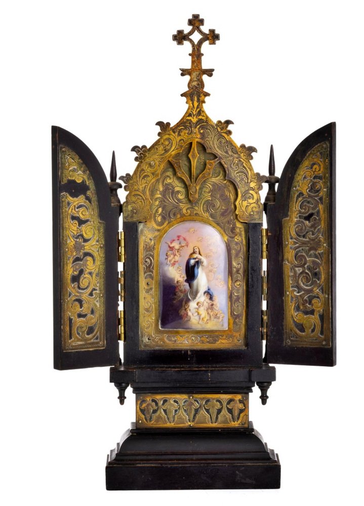 Italian Our Lady of the Assumption Triptych, 19th Century