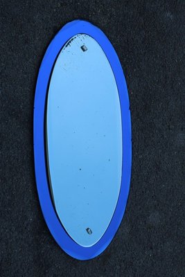 Italian Oval Cobalt Blue Mirror from Veca, 1960s-EH-715719