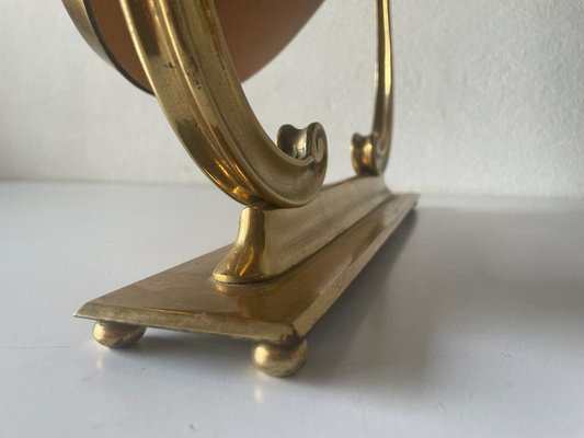 Italian Oval Frame Vanity Table Mirror in Brass, 1960s-RDS-1452329