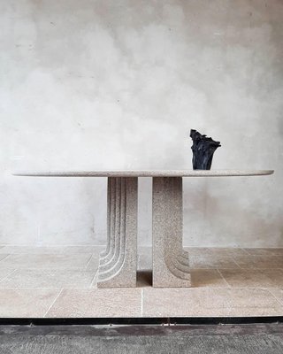 Italian Oval Samo Dining Table in Grey Granite attributed to Carlo Scarpa, 1970s-TDA-1376466