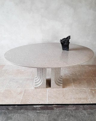 Italian Oval Samo Dining Table in Grey Granite attributed to Carlo Scarpa, 1970s-TDA-1376466