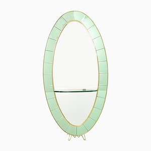 Italian Oval Shaped Brass & Crystal Mirror from Cristal Arte, 1950s-YJA-1326407