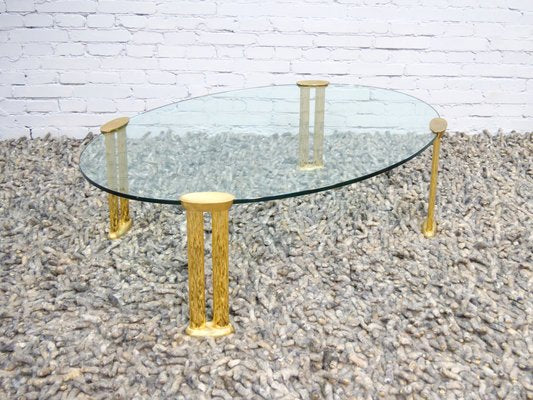 Italian Oval Table in Brass and Glass, 1970s-QFD-1169686