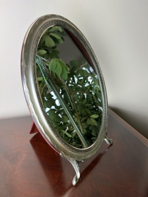 Italian Oval Table Mirror in 800 Silver, 1960s-YST-1773396