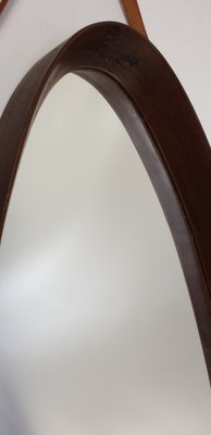 Italian Oval Teak Mirror, 1950s-RQL-552881