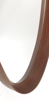 Italian Oval Teak Mirror, 1950s-RQL-552881