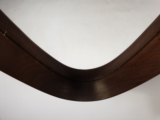 Italian Oval Teak Mirror, 1950s-RQL-552881