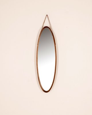 Italian Oval Wooden Wall Mirror, 1960s-IUC-1811075