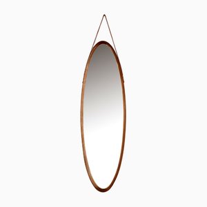 Italian Oval Wooden Wall Mirror, 1960s-IUC-1811075