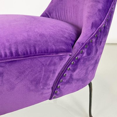 Italian Padded Armchairs in Purple Velvet and Curved Metal, 1950s, Set of 2-GDD-1746700