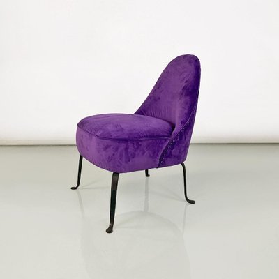 Italian Padded Armchairs in Purple Velvet and Curved Metal, 1950s, Set of 2-GDD-1746700