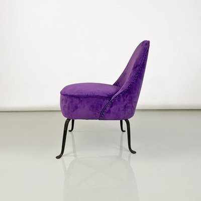 Italian Padded Armchairs in Purple Velvet and Curved Metal, 1950s, Set of 2-GDD-1746700