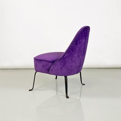 Italian Padded Armchairs in Purple Velvet and Curved Metal, 1950s, Set of 2-GDD-1746700