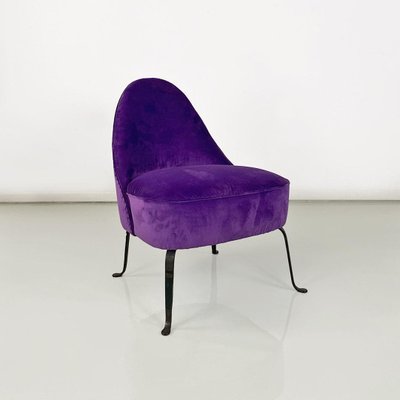 Italian Padded Armchairs in Purple Velvet and Curved Metal, 1950s, Set of 2-GDD-1746700