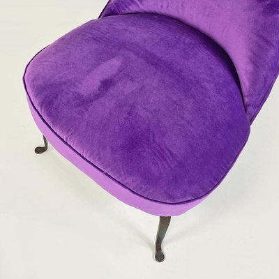 Italian Padded Armchairs in Purple Velvet and Curved Metal, 1950s, Set of 2-GDD-1746700