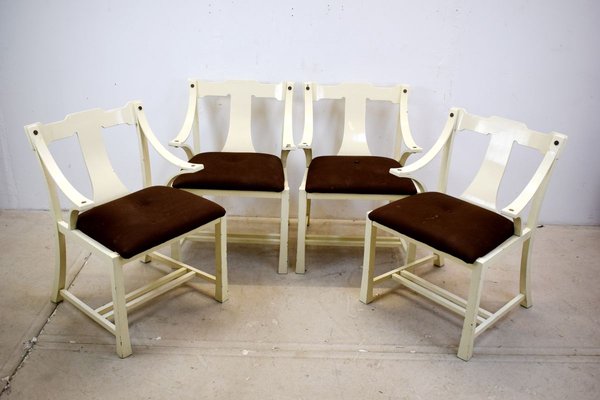 Italian Painted Wooden Dining Chairs, 1960s, Set of 4-AOL-785532