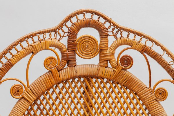 Italian Papasan Bamboo Wicker Lounge Chair, 1970s-KL-1166677