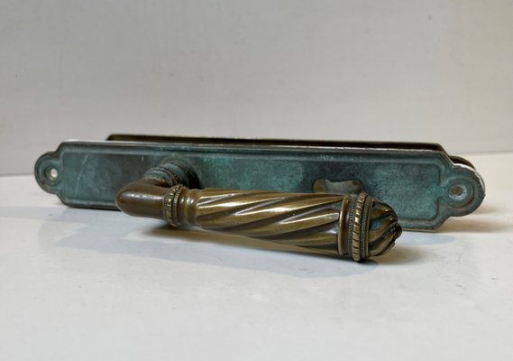 Italian Patinated Brass BAL Door Handle Set, 1940s-LCR-1395929