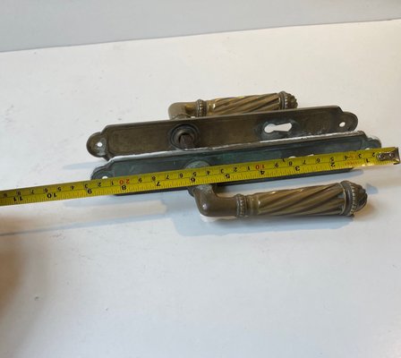 Italian Patinated Brass BAL Door Handle Set, 1940s-LCR-1395929