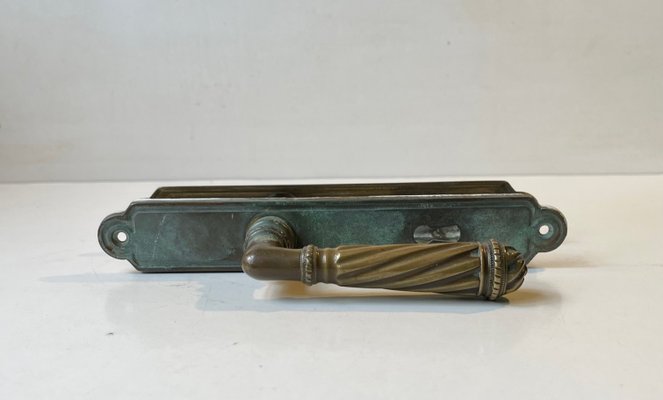 Italian Patinated Brass BAL Door Handle Set, 1940s-LCR-1395929