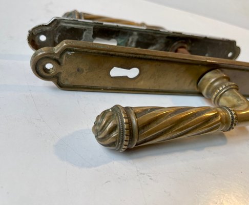 Italian Patinated Brass BAL Door Handle Set, 1940s-LCR-1395929