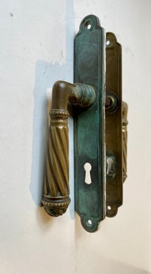 Italian Patinated Brass BAL Door Handle Set, 1940s-LCR-1395929