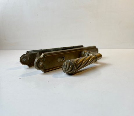 Italian Patinated Brass BAL Door Handle Set, 1940s-LCR-1395929