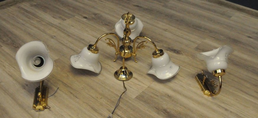 Italian Pendant & 2 Sconces from ITALUX, 1960s, Set of 3-KDW-767796