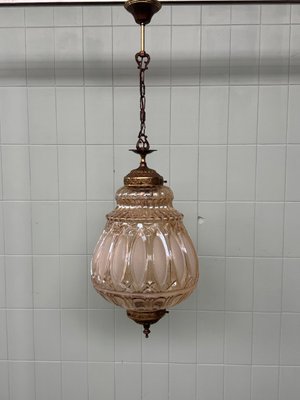 Italian Pendant Chandelier in Glass and Brass, 1970s-FOV-2021156